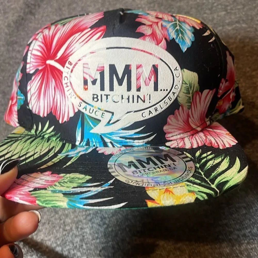 NEW mmm bitchin sauce Floral Black Snapback Hat